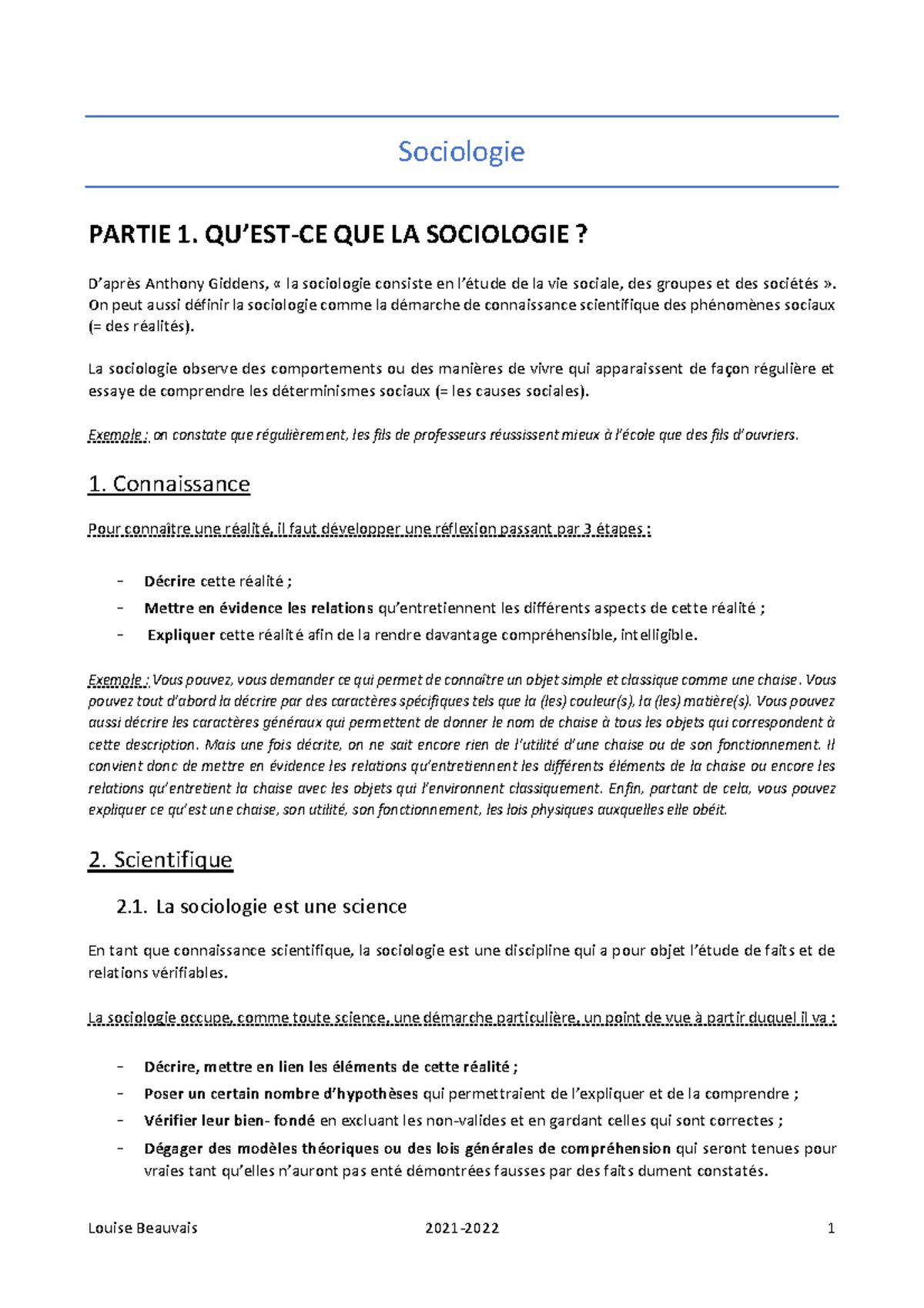 Sociologie Synthèse 1 1 - Sociologie PARTIE 1. QU’EST-CE QUE LA ...