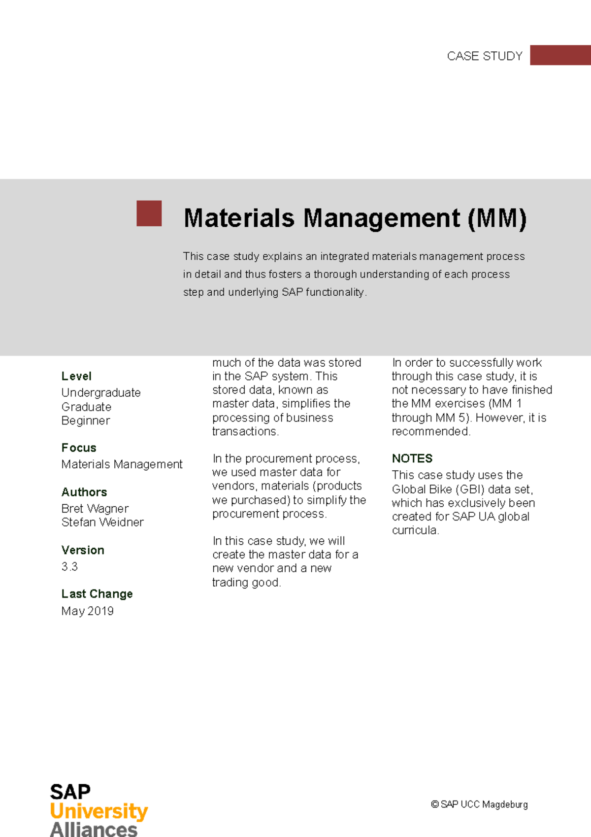 Intro S4HANA Using Global Bike Case Study MM GUI en v3 Product S