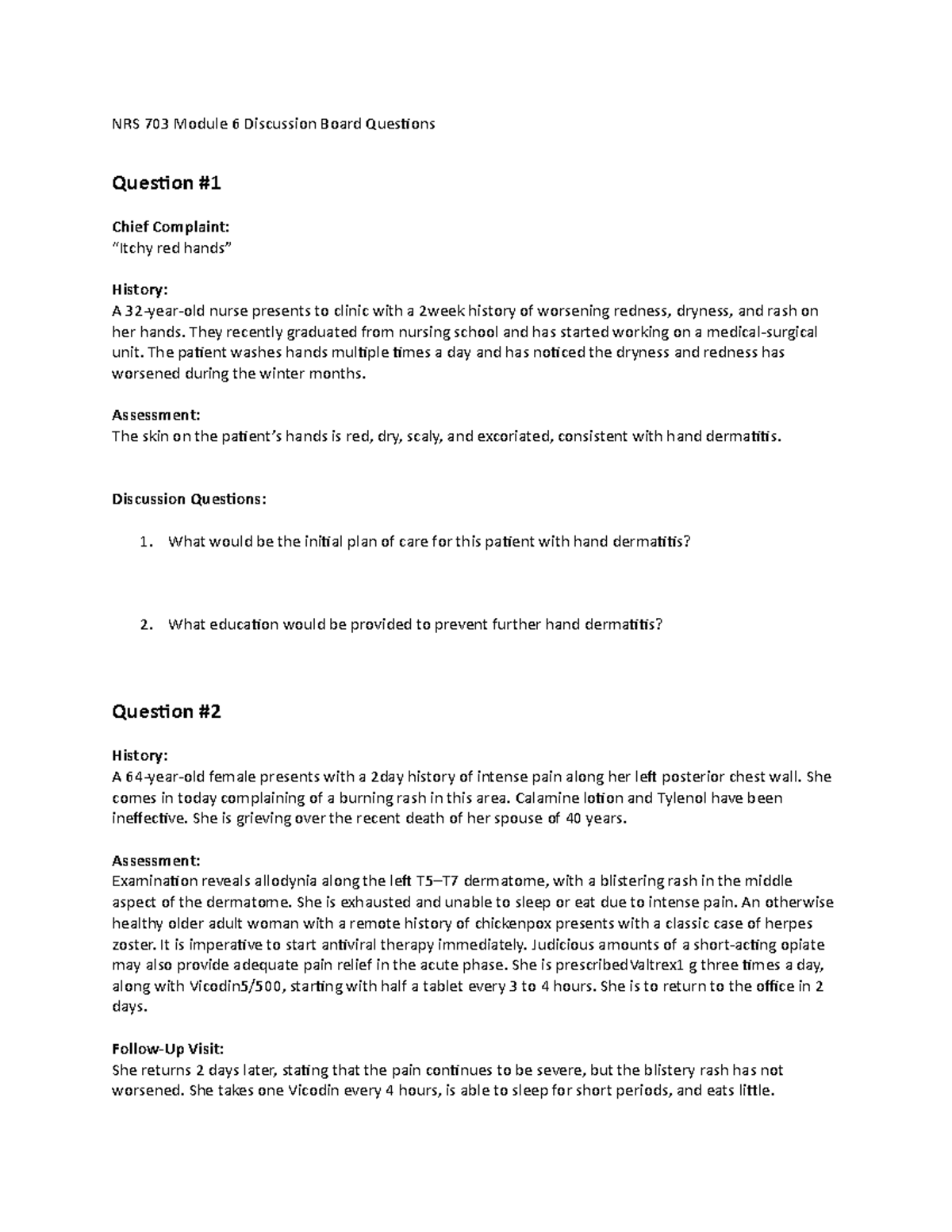 NRS 703 Module 6 Discussion Board - NRS 703 Module 6 Discussion Board ...