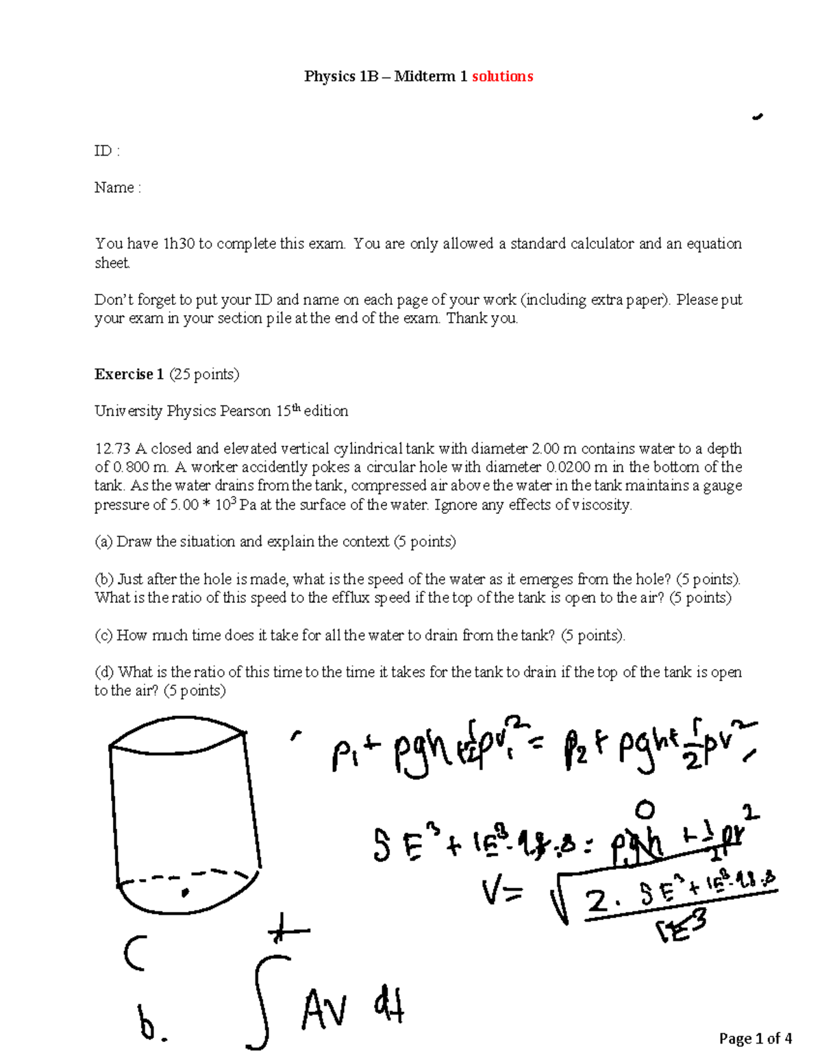 Physics 1B Midterm 1 Solutions - Studocu