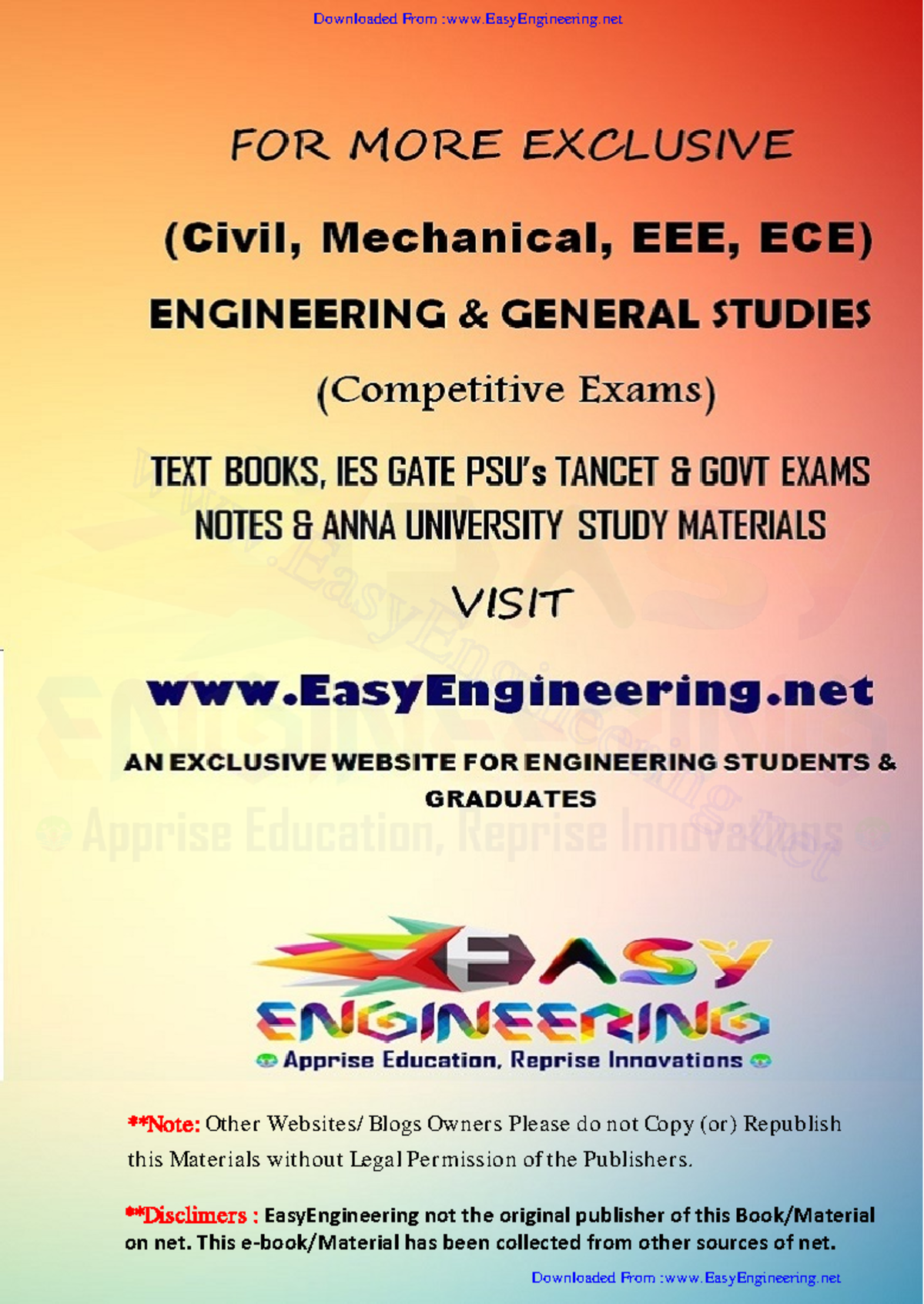 Estimation and Quantity Surveying 111- By Easy Engineering - **Note ...