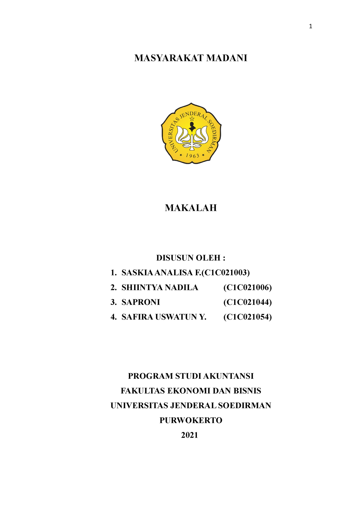 Makalah Masyarakat Madani - MASYARAKAT MADANI MAKALAH DISUSUN OLEH : 1 ...