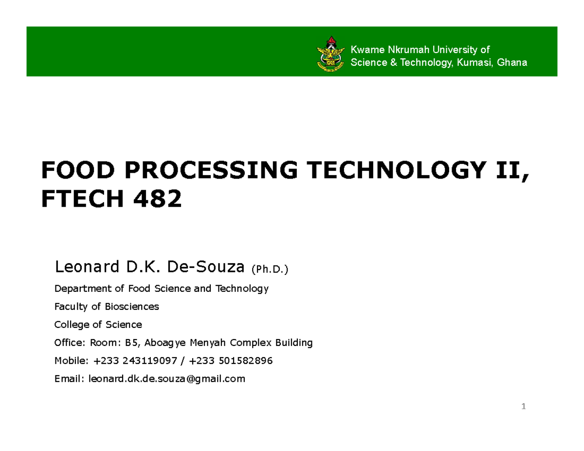 Lecture 5 Microwave applications in Food processing and preservation