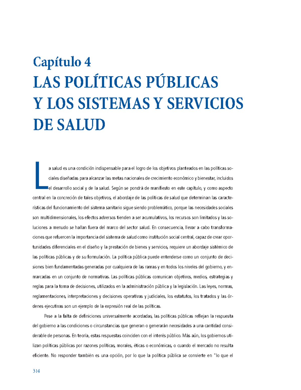 Las Políticas Públicas Y La Sistemas Y Servicios De Salud Capítulo 4