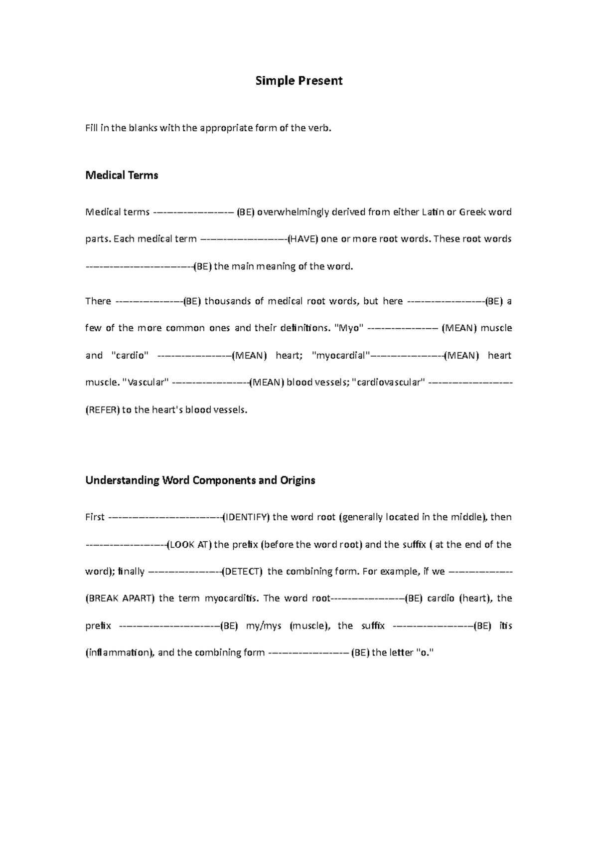 Simple present fill in the blanks 2 simple present fill in the