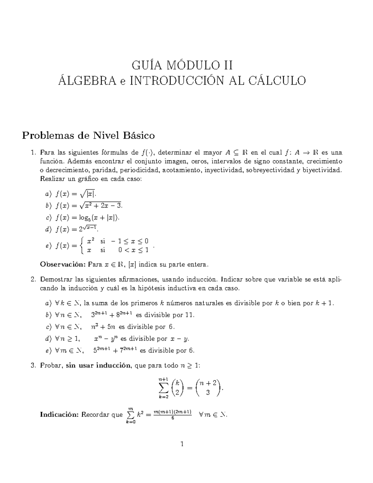 Ejercicios resuletos modulo 2 - GUÍA MÓDULO II ÁLGEBRA e INTRODUCCIÓN ...