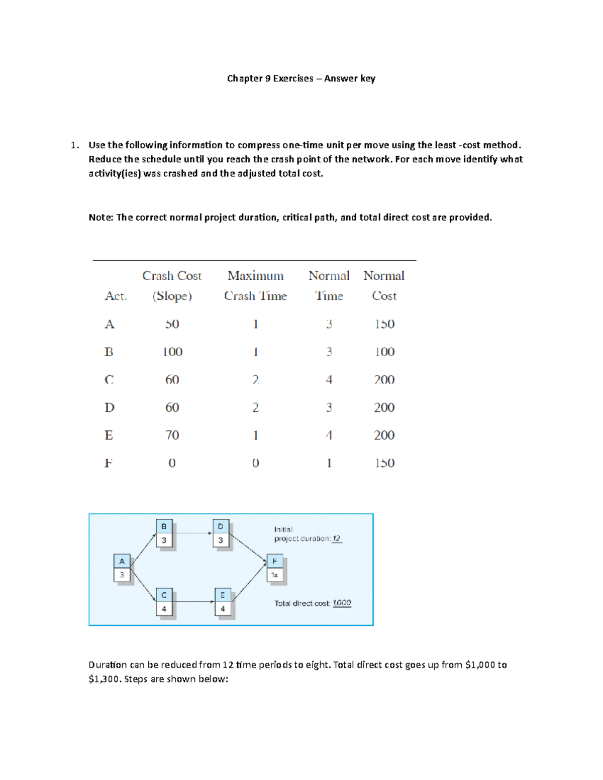 Chapter 9 Exercises - Answer Key - Chapter 9 Exercises – Answer Key Use ...