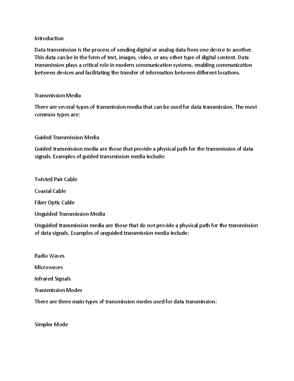 Chapter 9 Data transmission Introduction Data transmission is the