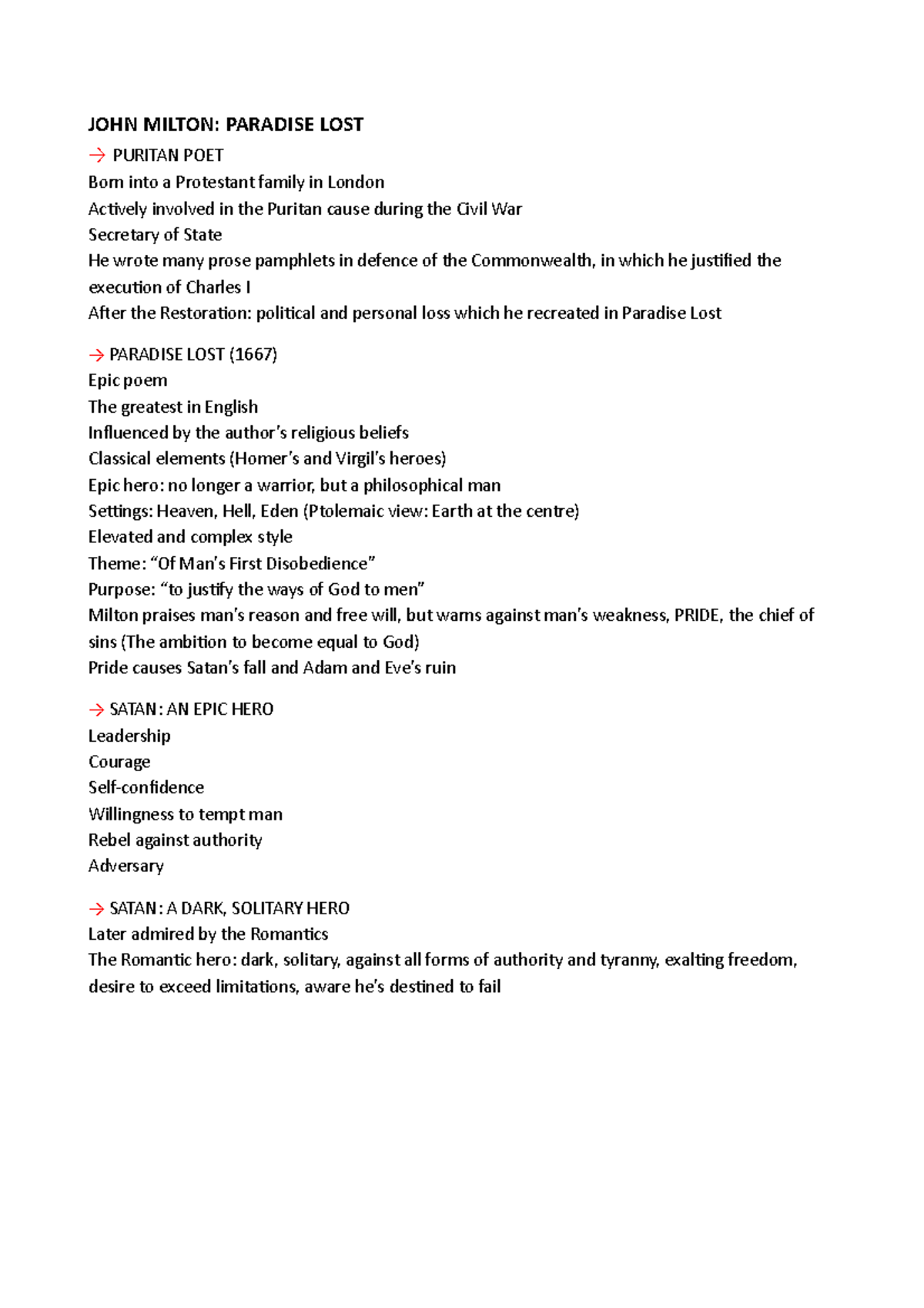 Inglese John Milton JOHN MILTON PARADISE LOST → PURITAN POET Born