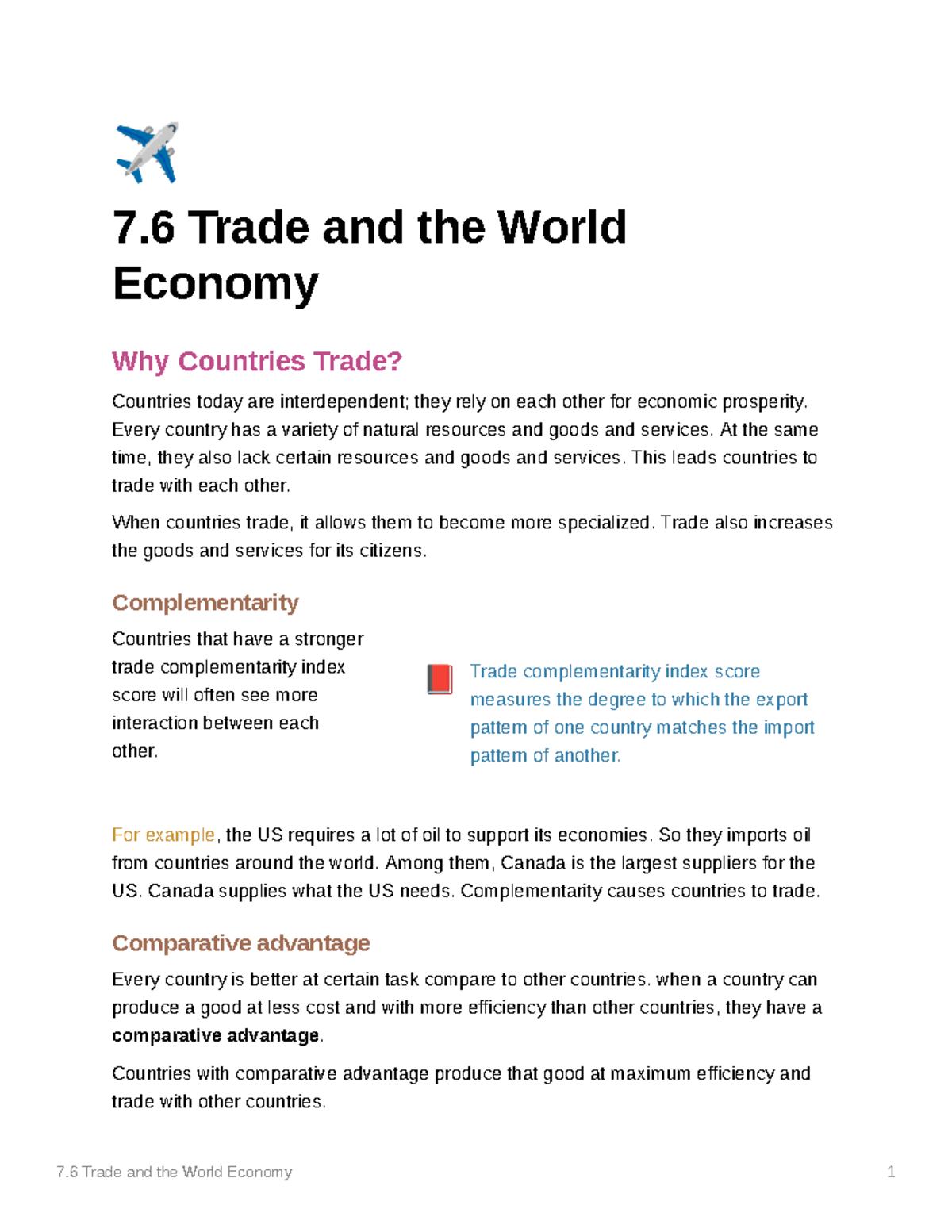 assignment 07.05 trade and the world economy