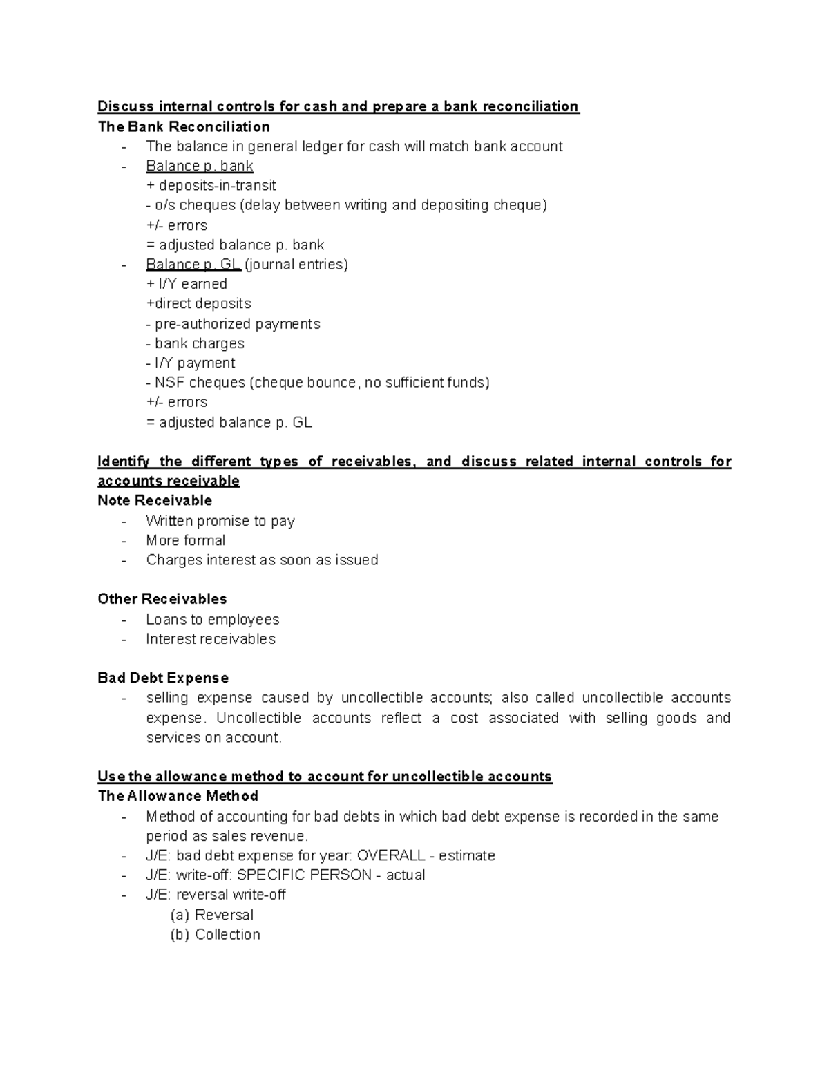 Chapter 4 Discuss internal controls for cash and prepare a bank