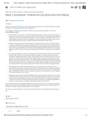 Week 1 - Difference Between Problem Solving and Decision Making - 8/21 ...
