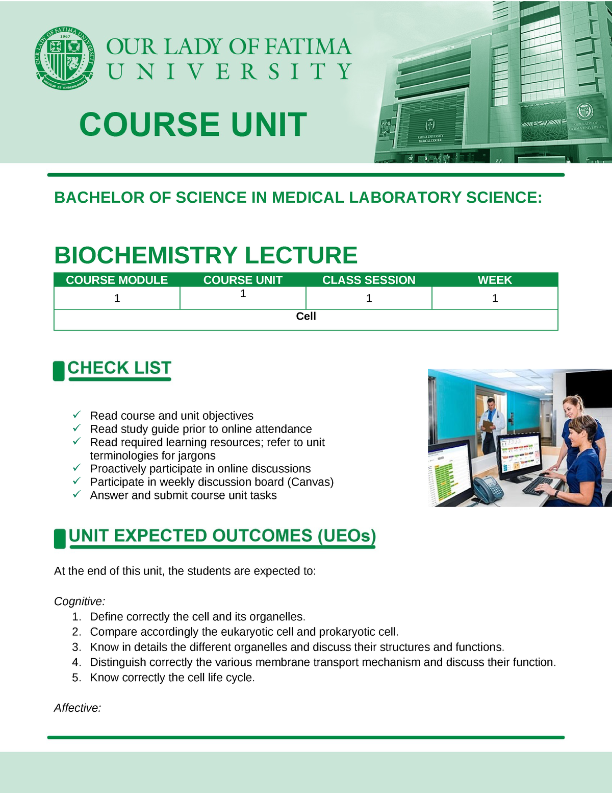 Cell - Lec - BACHELOR OF SCIENCE IN MEDICAL LABORATORY SCIENCE ...