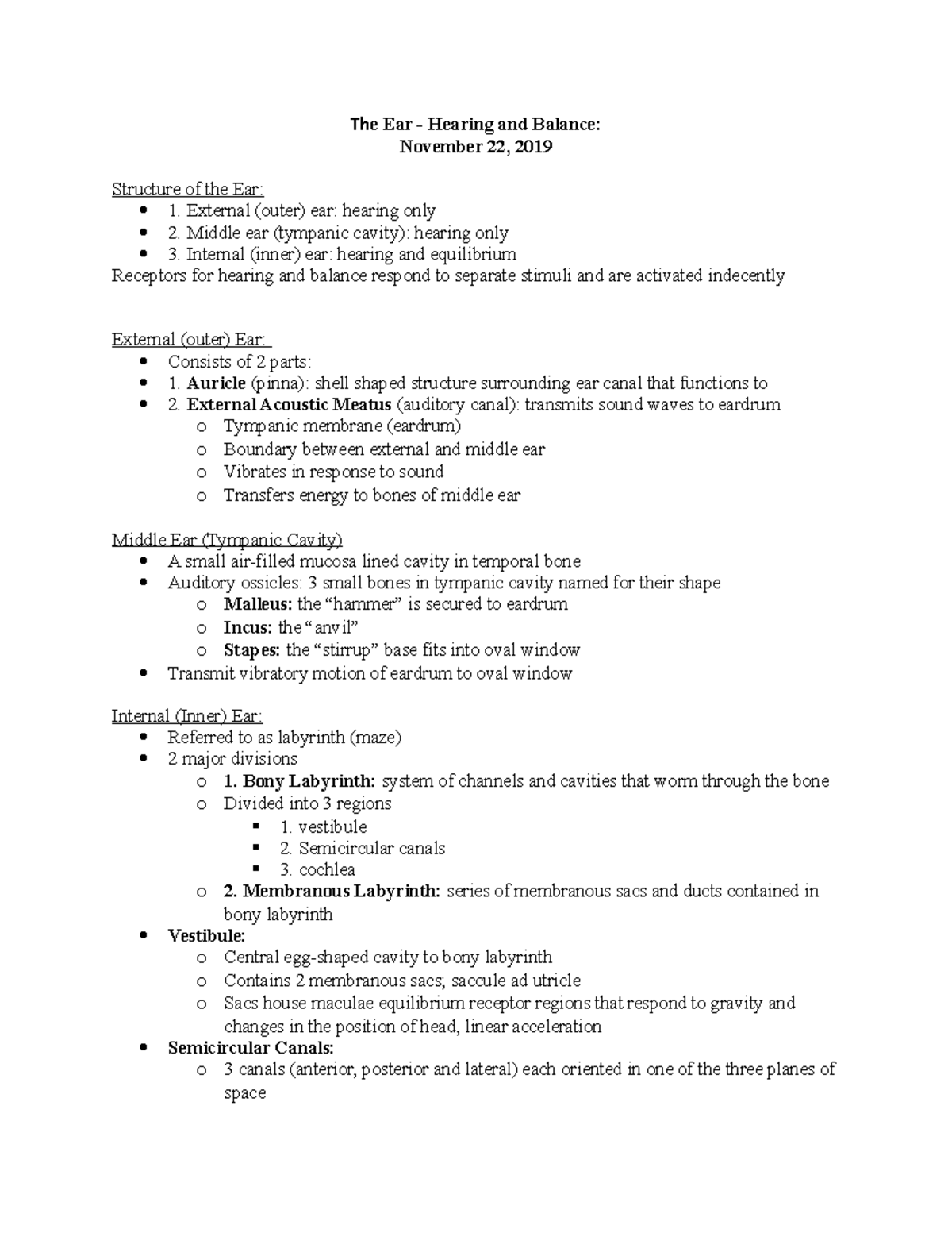 The Ear - Hearing and Balance - The Ear - Hearing and Balance: November ...