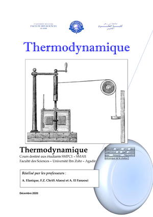 TD De Thermodynamique Série N°1 - Ecole Supérieure De Technologie ...