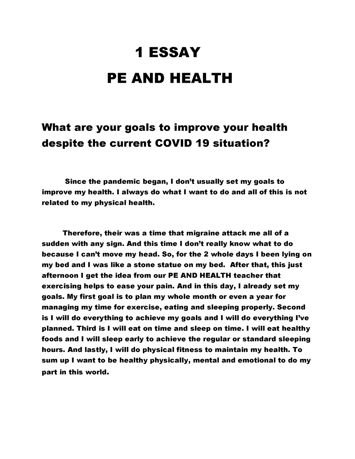 essay about pe