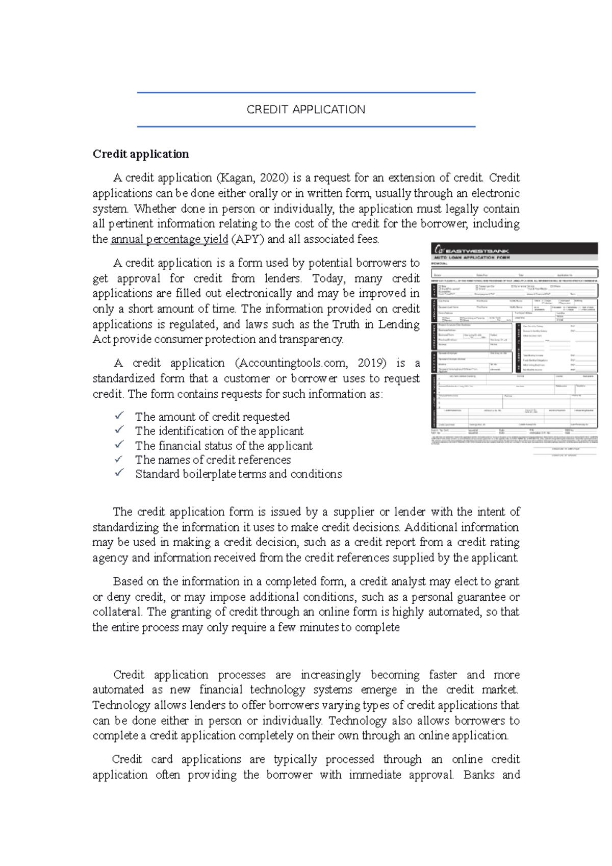 Credit Application - CREDIT APPLICATION Credit application A credit ...
