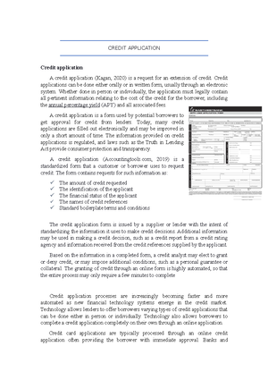 Credit Application - CREDIT APPLICATION Credit application A credit ...