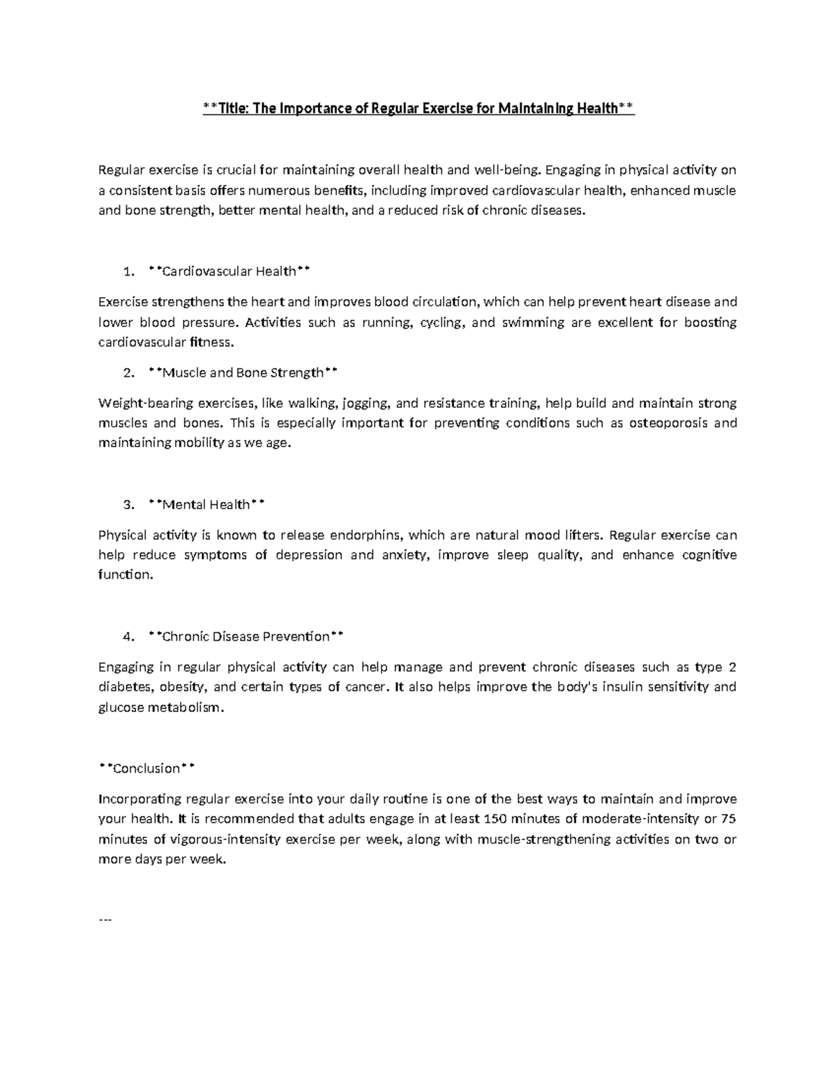 The Importance of Regular Exercise for Maintaining Health - Engaging in ...