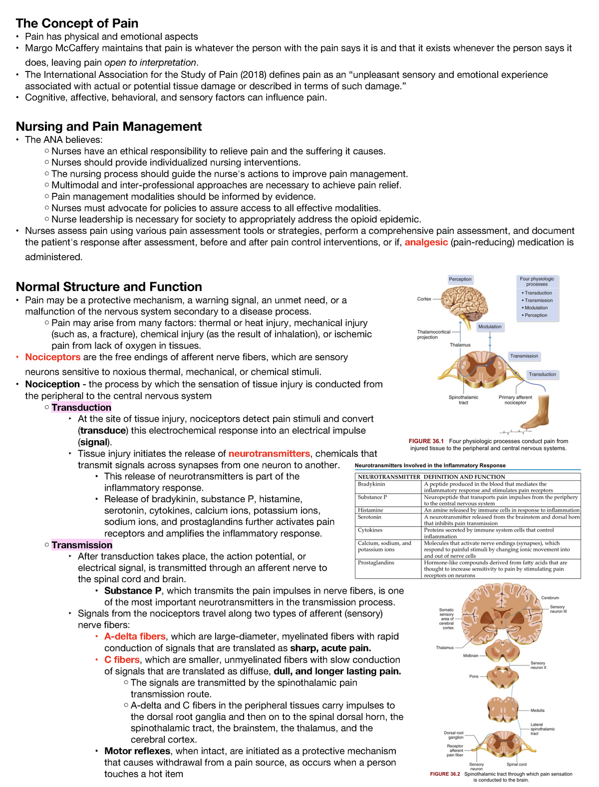 Chapter 36 Pain Management - The Concept of Pain Pain has physical and ...