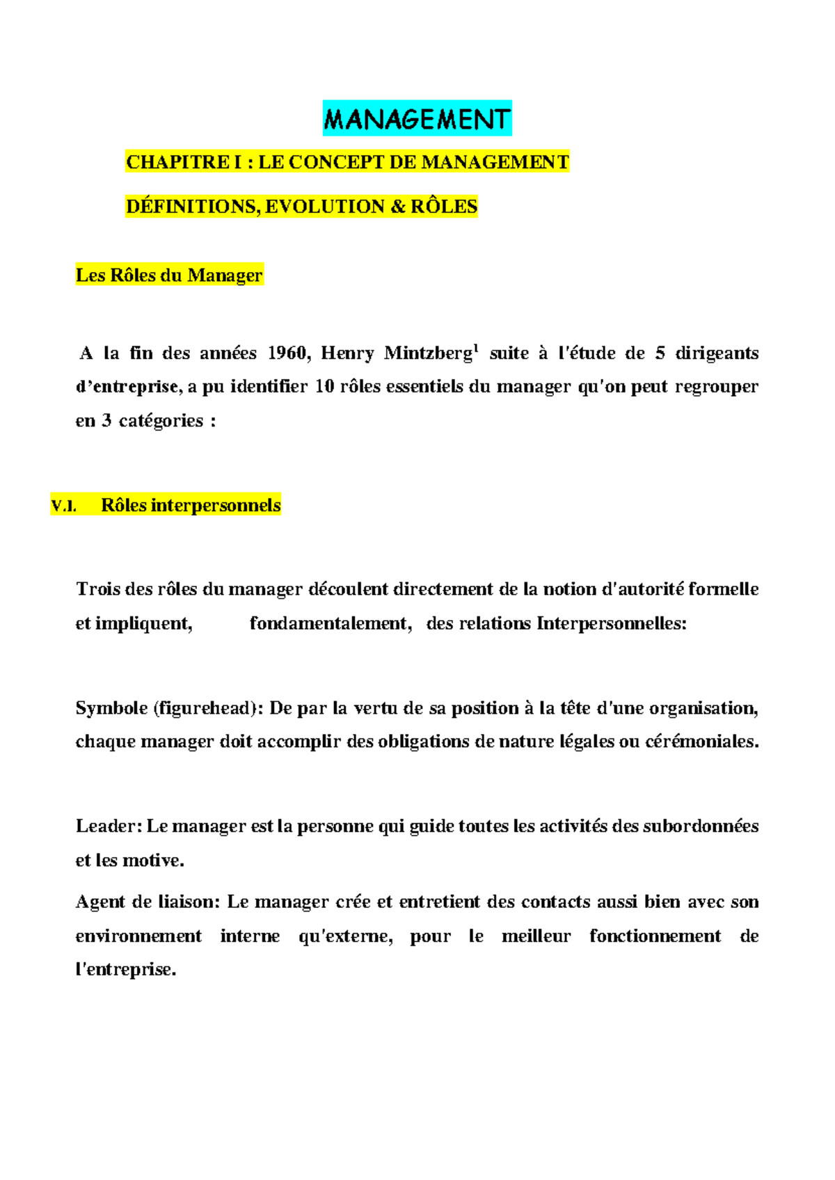 Management D3 - MANAGEMENT CHAPITRE I : LE CONCEPT DE MANAGEMENT ...