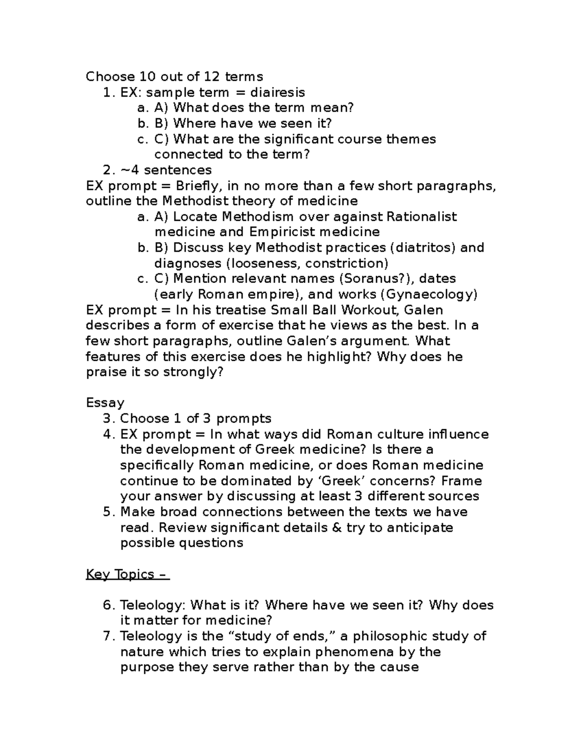 Final Study Guide Choose 10 Out Of 12 Terms 1 EX Sample Term 