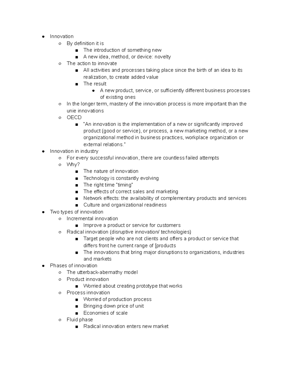 Bus 345 week 11 innovation innovation by definition it is the