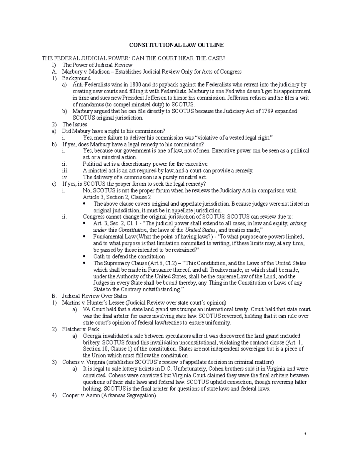 Joondeph Spring 2010 Constitutional LAW Outline - CONSTITUTIONAL LAW ...