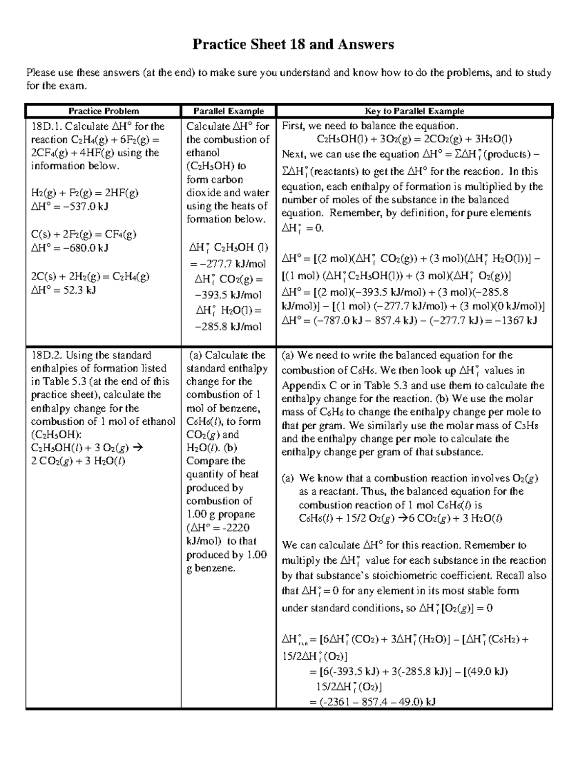 Practice Sheet 18 Answers - Practice Sheet 18 and Answers Please use ...