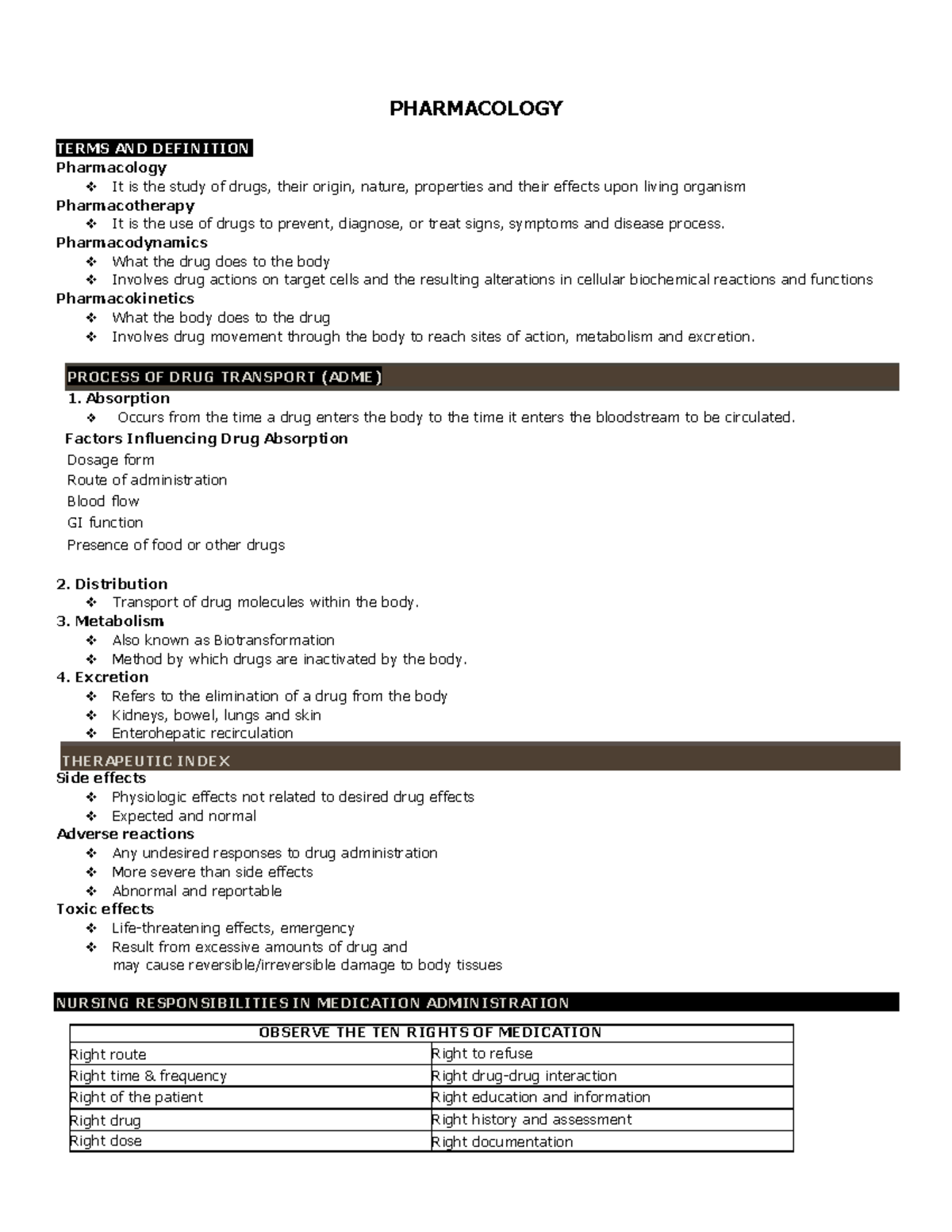 3 Pharmacology PROCESS OF DRUG TRANSPORT (ADME) PHARMACOLOGY TERMS