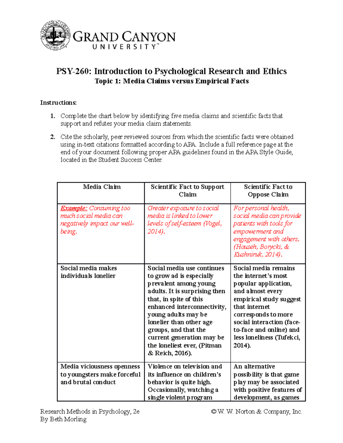 PSY 260 RS T1 Media Claims Complete Copy - PSY-260: Introduction To ...