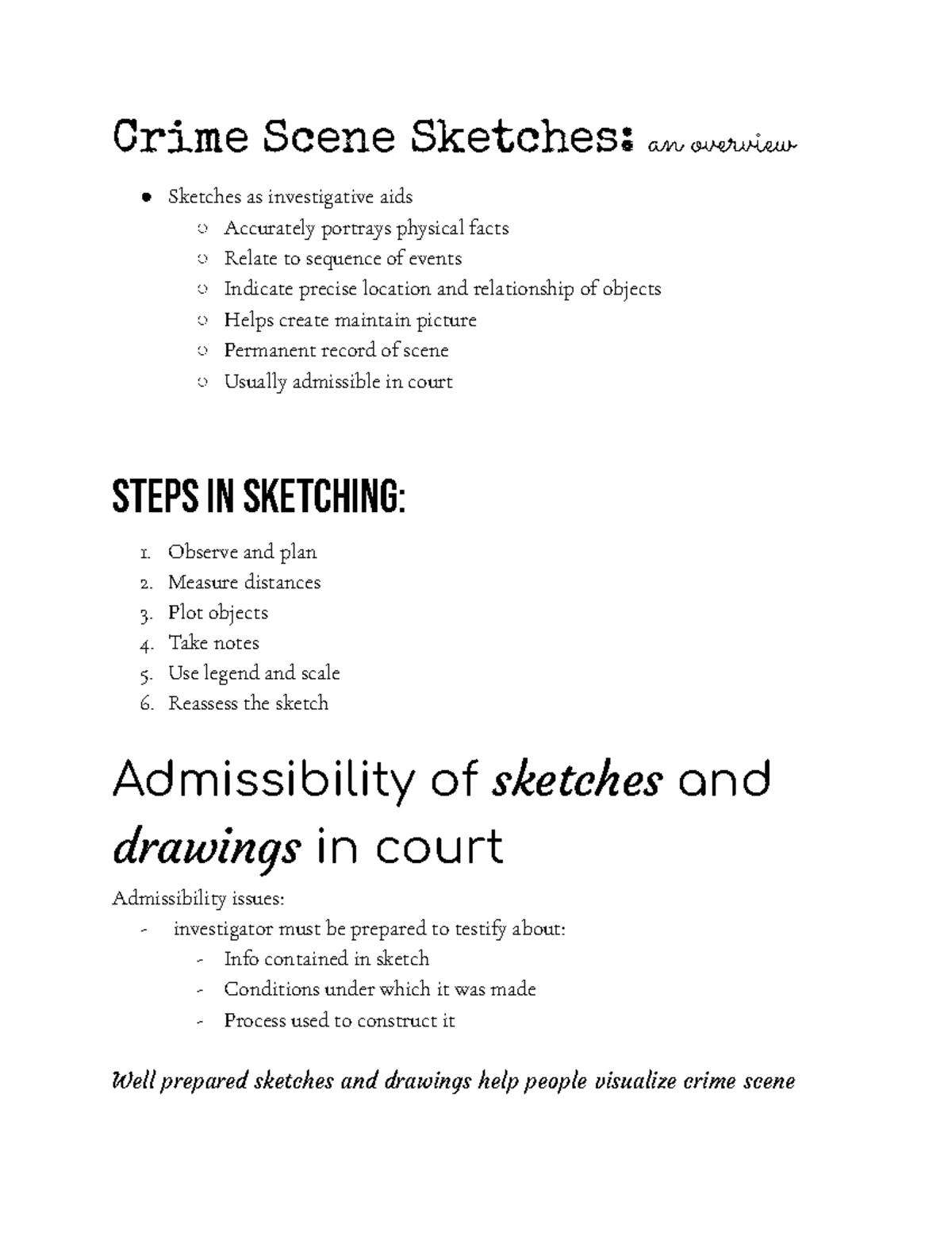 Crime scene sketches Studocu
