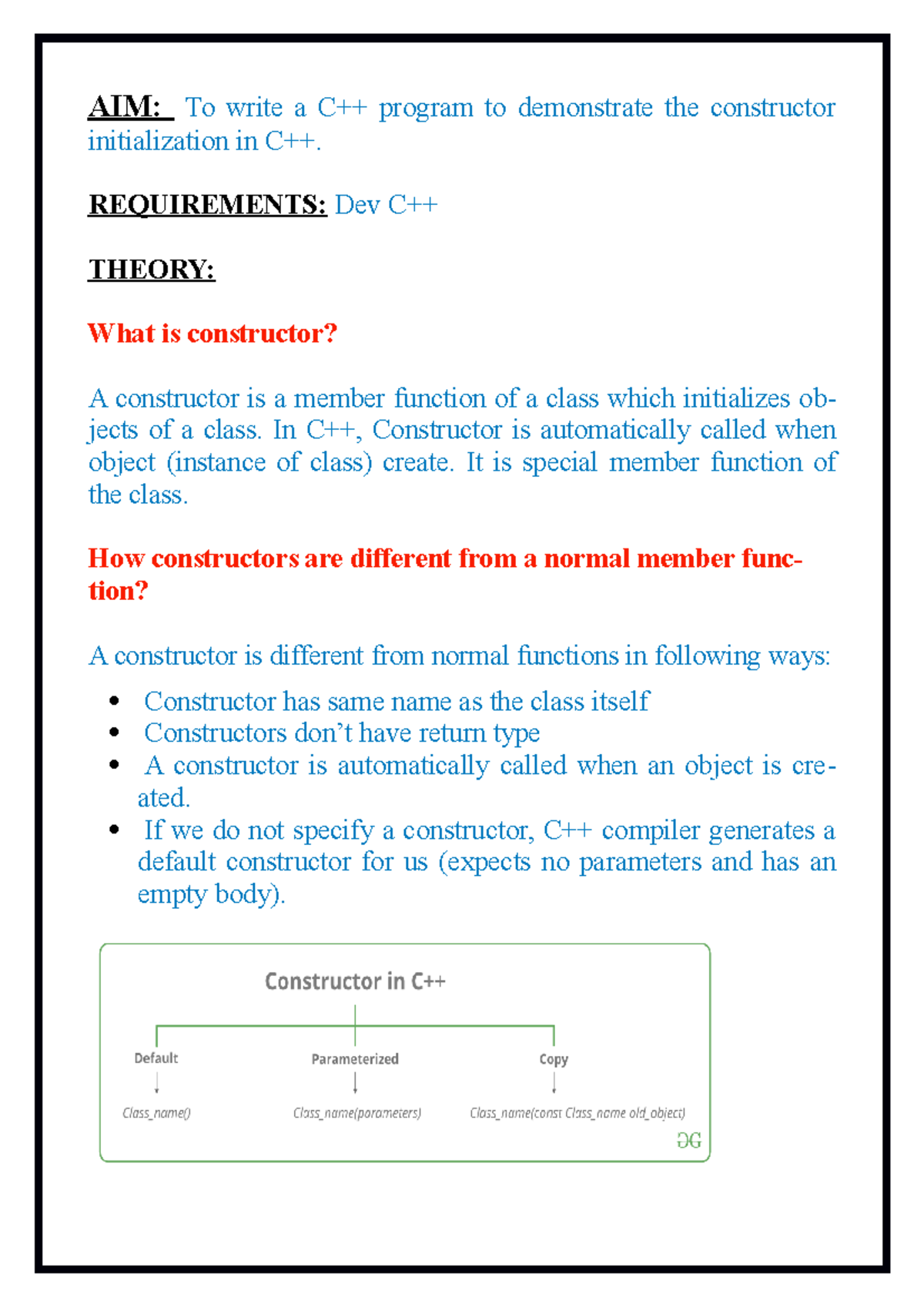 4 Write A Program To Demonstrate Constructor AIM To Write A C 