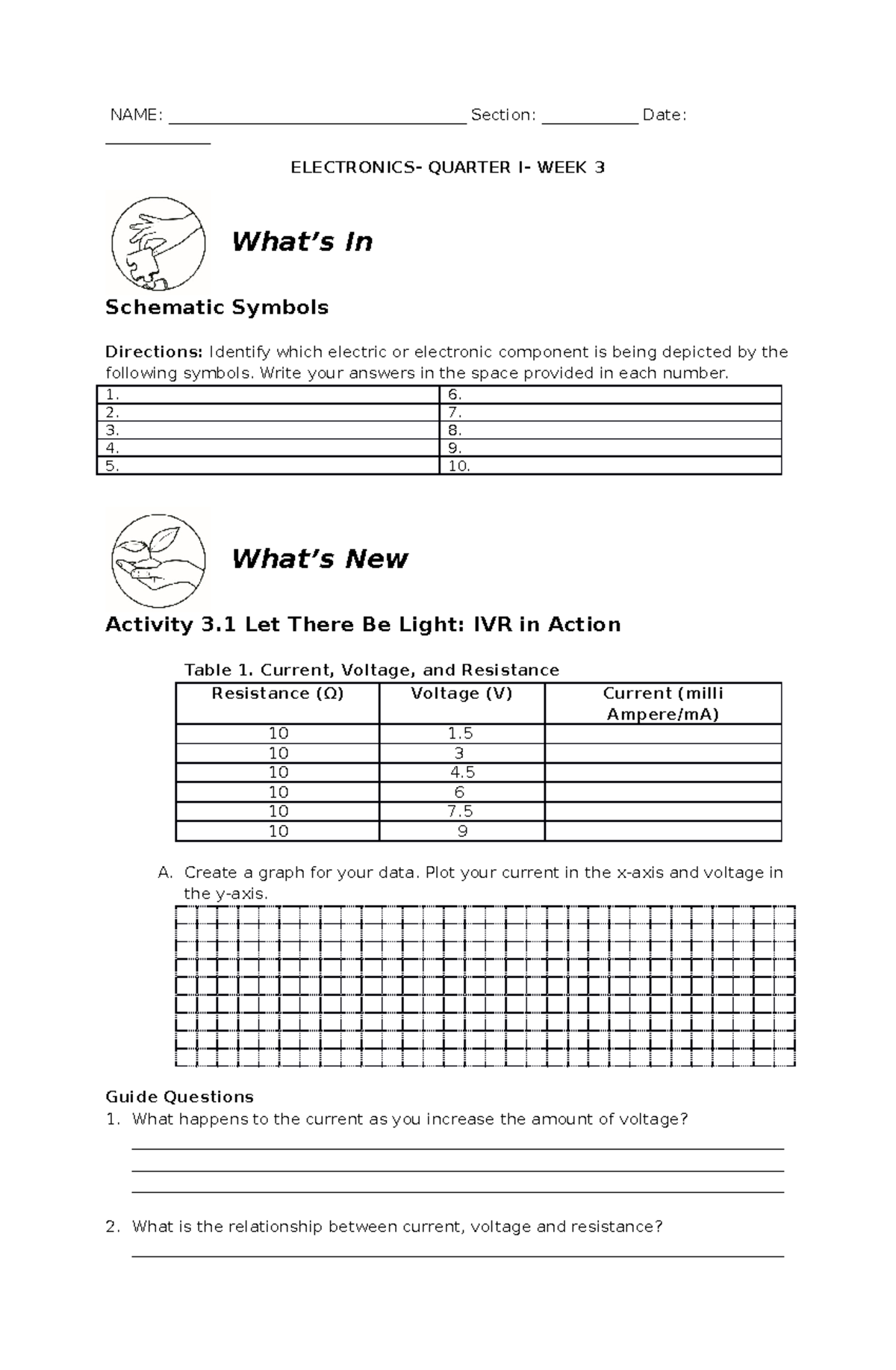 Electronics Q1 W3 Answer Sheet - NAME ...
