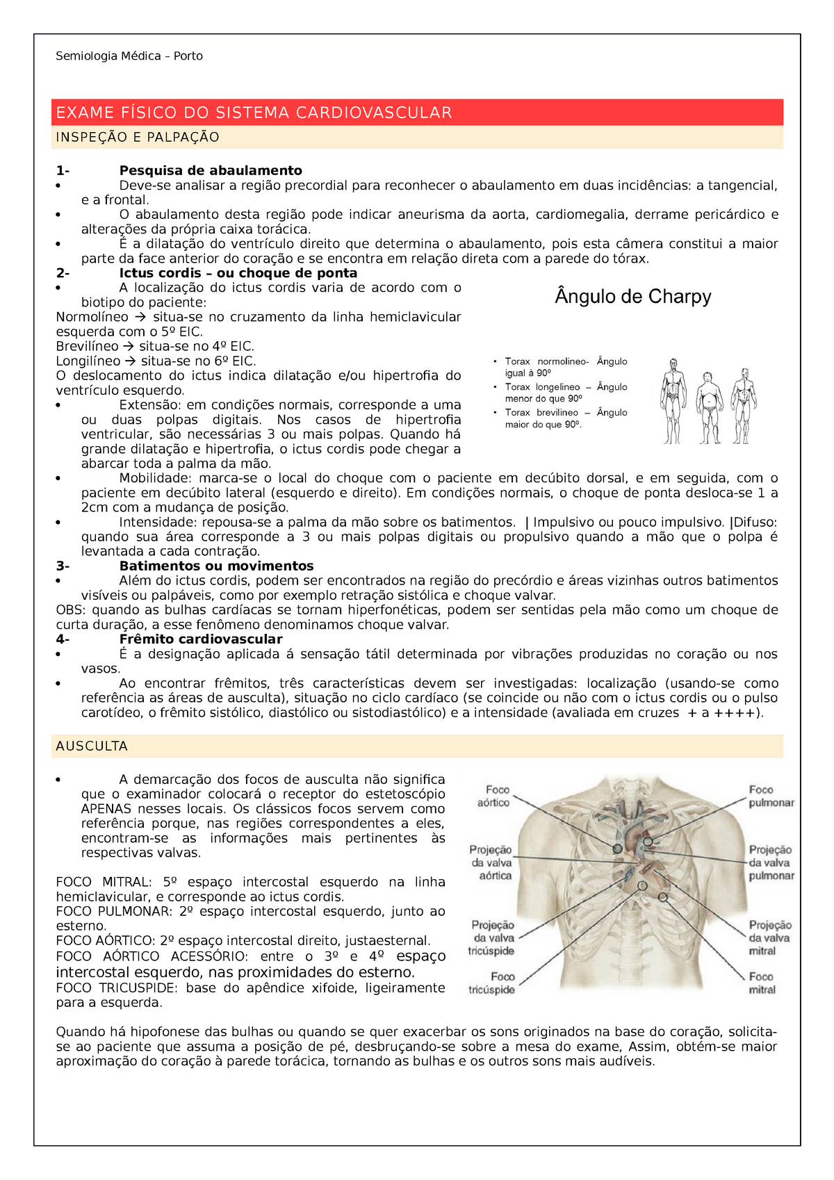 Proturio Anaminese e Exame Físico., PDF, Coração