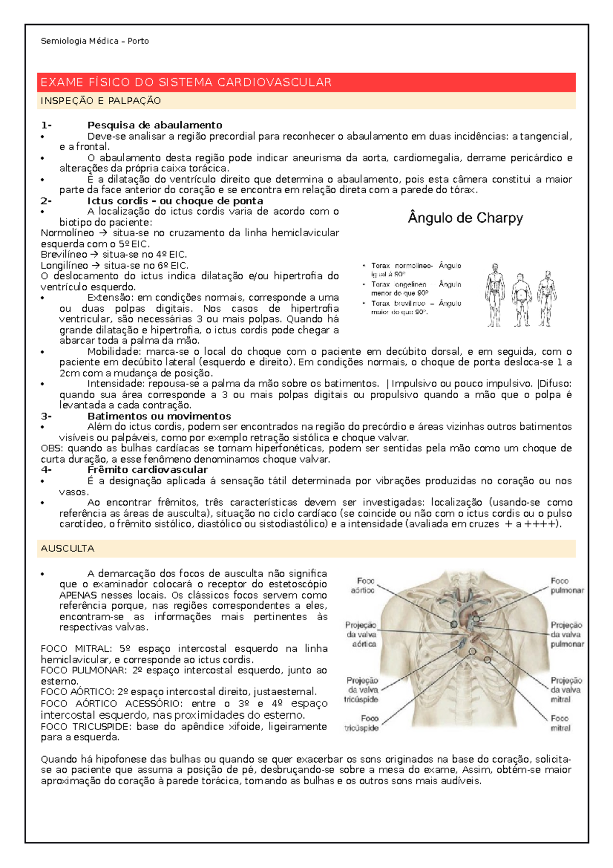 Proturio Anaminese e Exame Físico., PDF, Coração