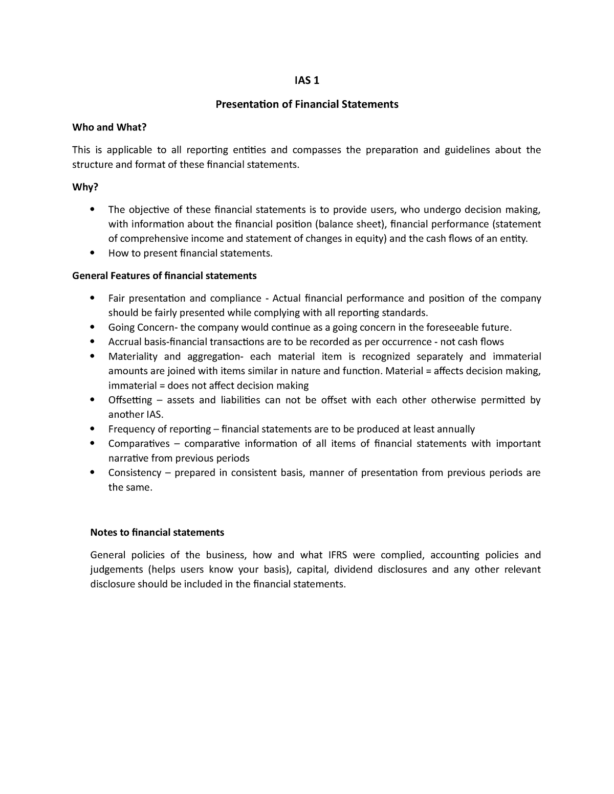 IAS1 - IAS1 Summary Pt. 1 - IAS 1 Presentation Of Financial Statements ...