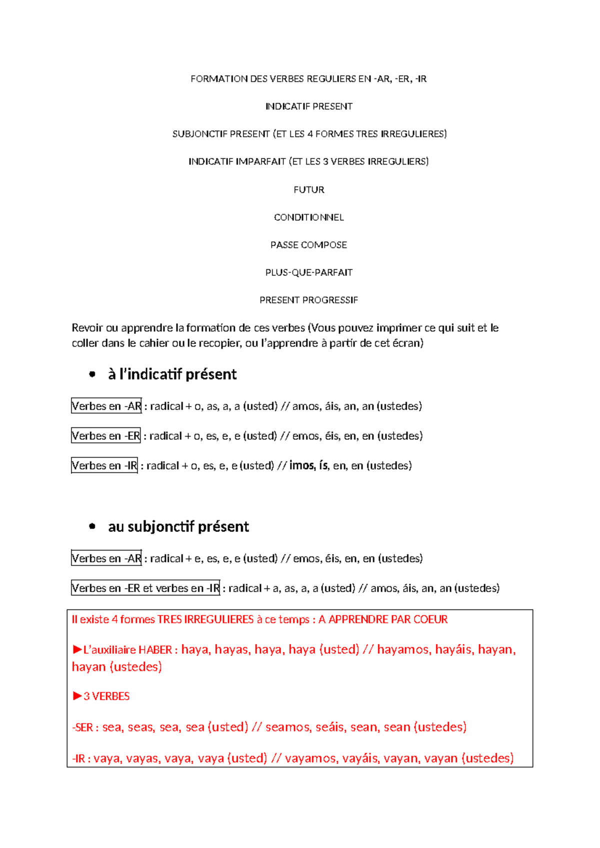 Leçon 7 temps et présent progressif premières - FORMATION DES VERBES ...