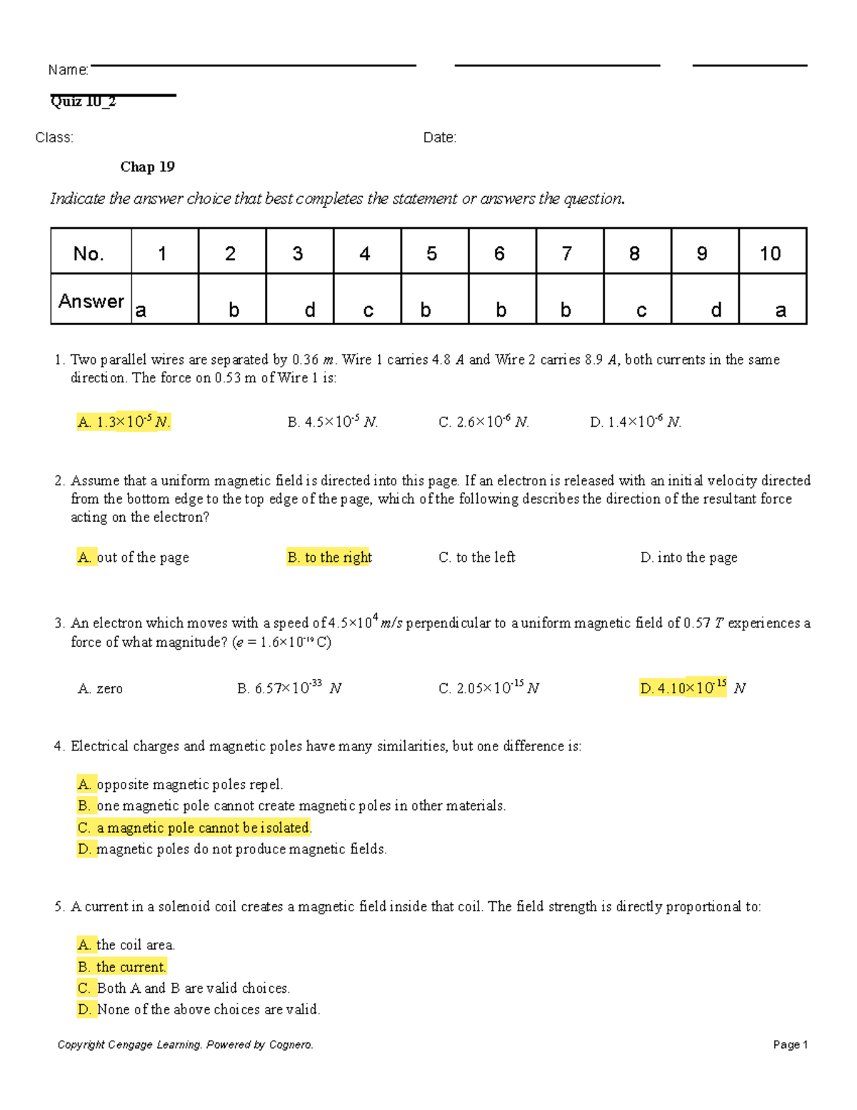 Quiz+10+turn+in+ - Physics 2 QUIZ 10 - Name: Quiz 10_ Class: Date: Chap ...