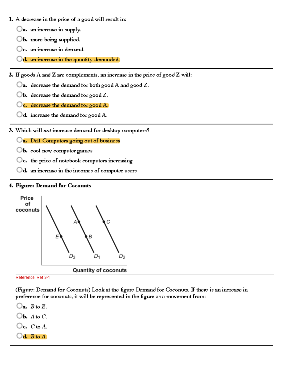 PS2 - Homework - A decrease in the price of a good will result in: a ...
