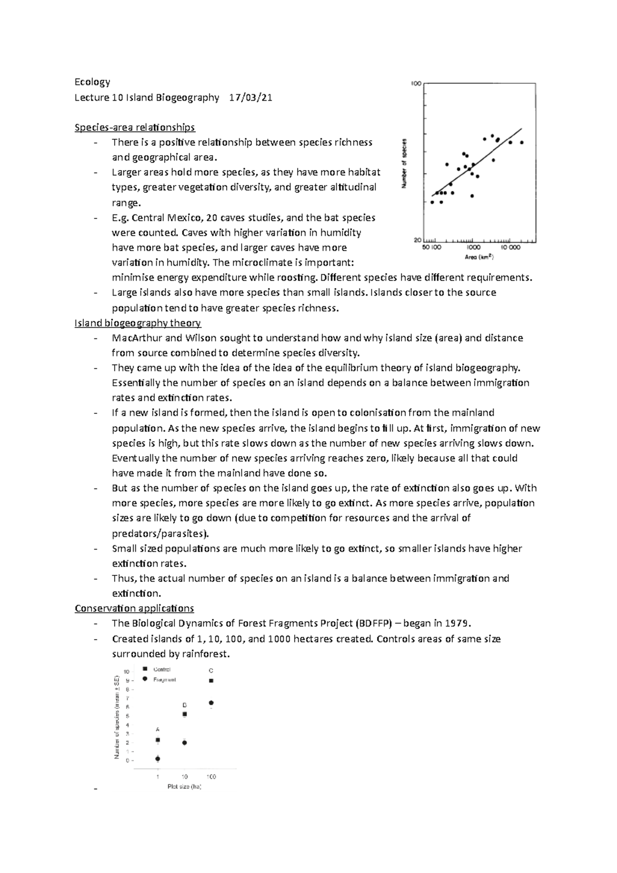 Island Biogeographics Ecology Lecture 10 Island Biogeography 17/03