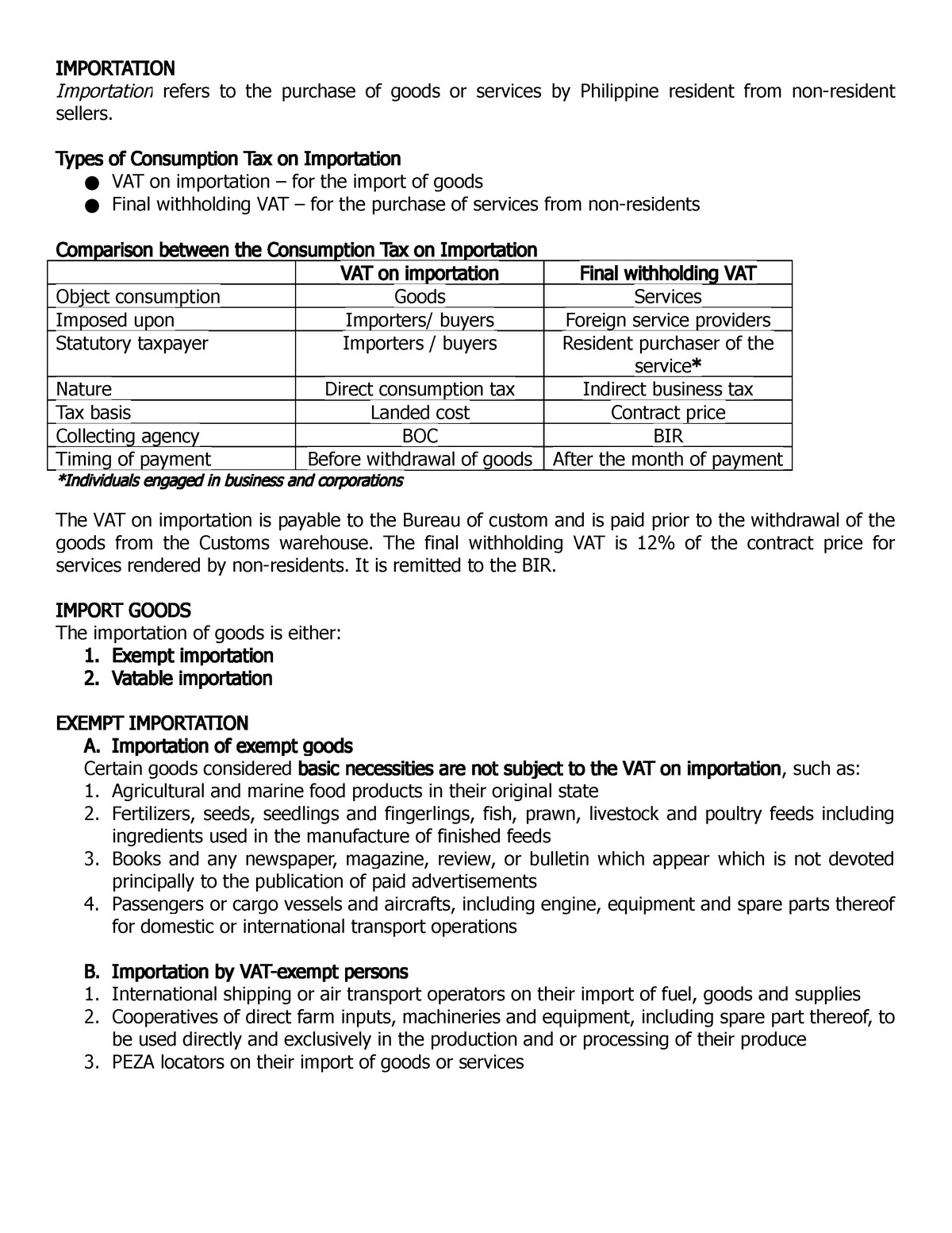 TAX 02 VAT ON Importation IMPORTATION Importation Refers To The 