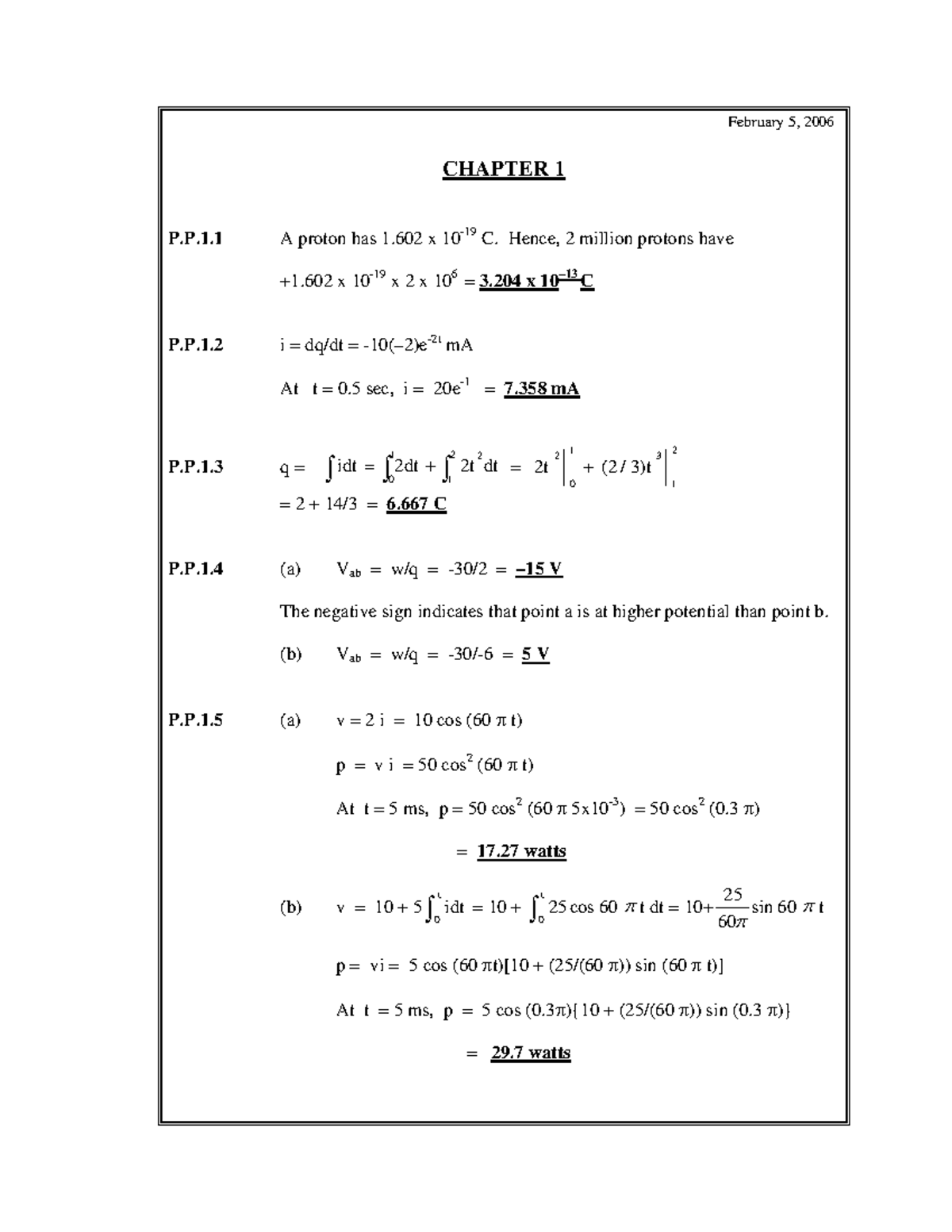 Chapt 01 - Solution To Fundamentals Of Electric Circuit By Alexander ...