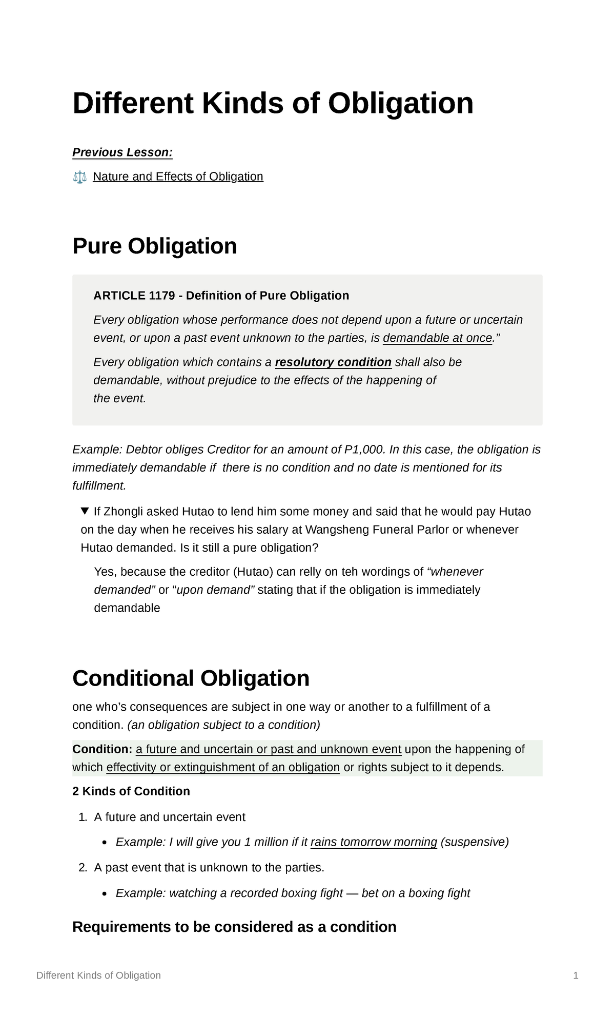 Notes Different Kinds of Obligation-1 - Different Kinds of Obligation ...