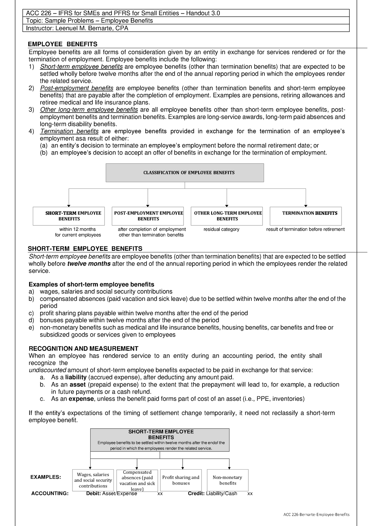 Handout-3 - Go Lang Ng Go - ACC 226 – IFRS For SMEs And PFRS For Small ...