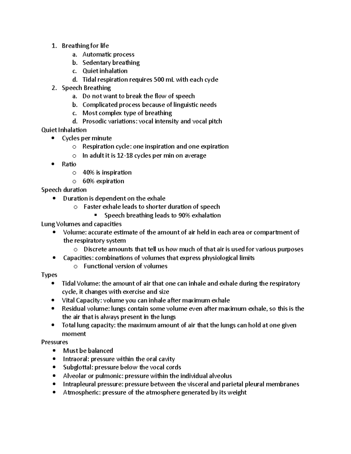 Capacities, volumes and pressures - Breathing for life a. Automatic ...