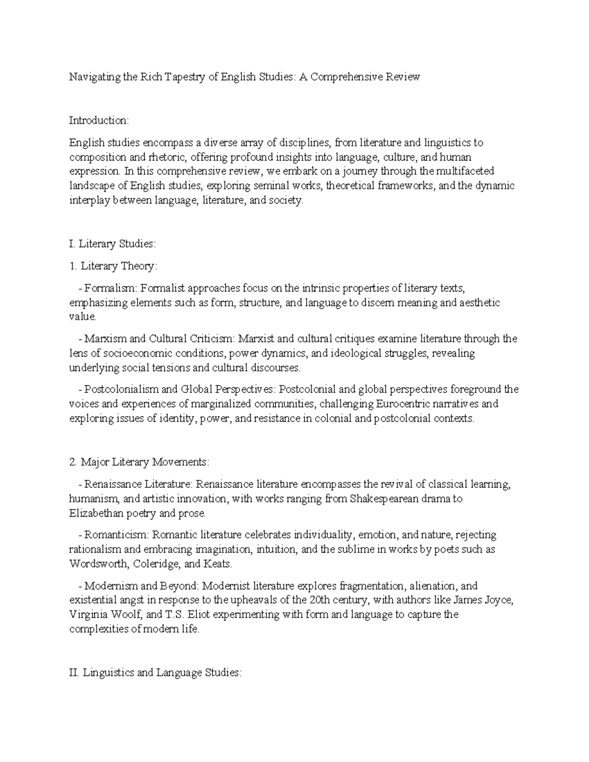 Navigating the Rich Tapestry of English Studies - In this comprehensive 