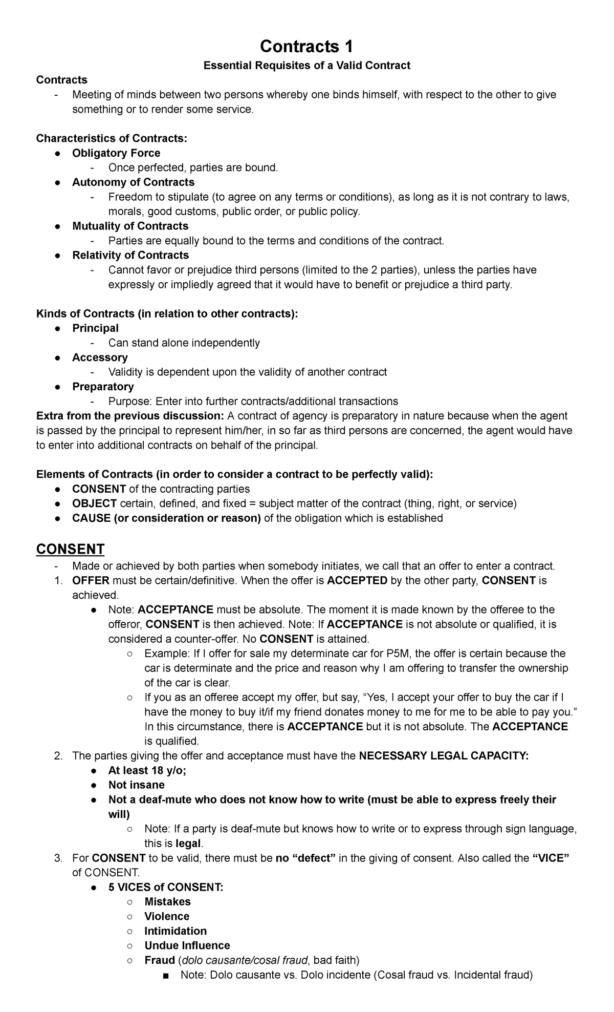 COBLAW1: Contracts 1 and 2 - Contracts 1 Essential Requisites of a ...