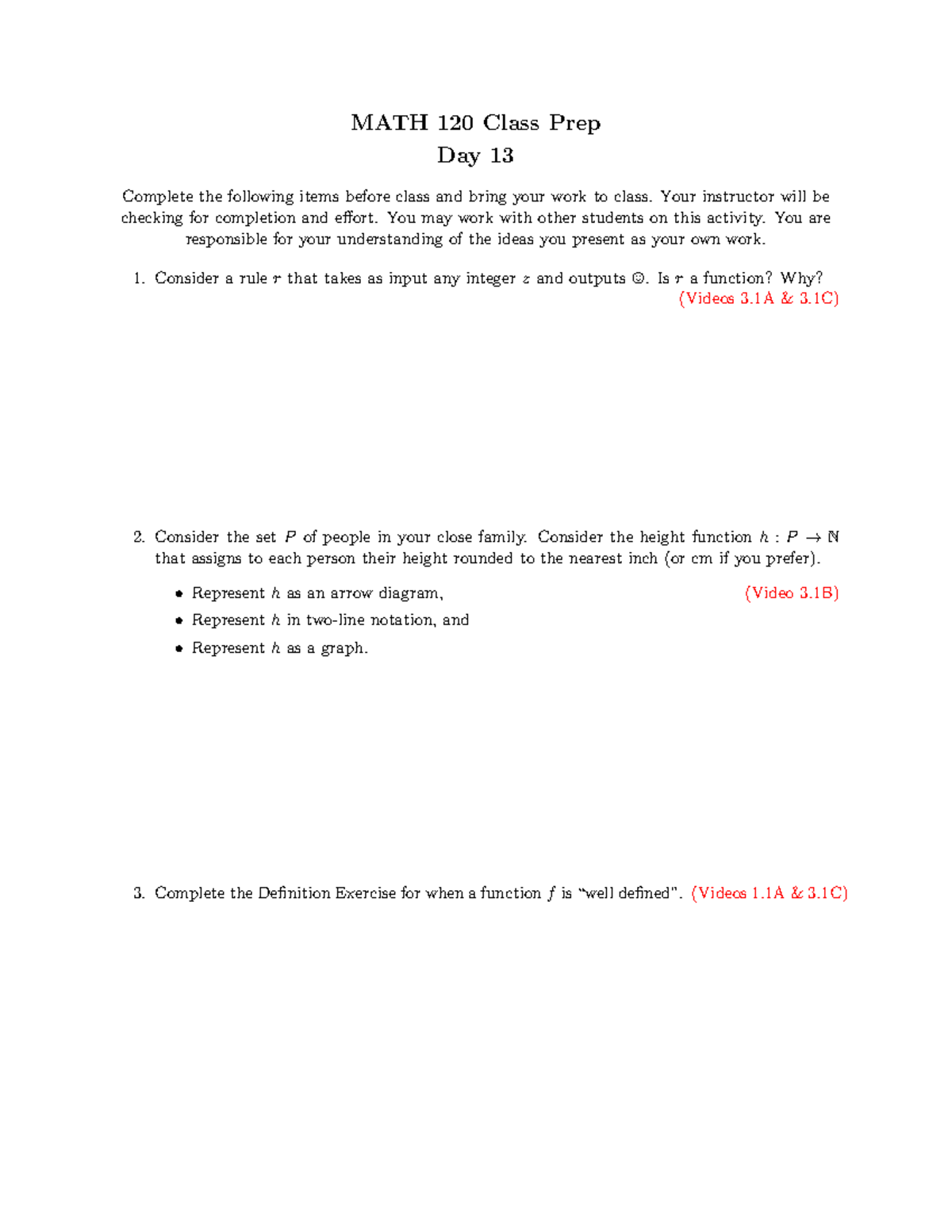 120 Class Prep 3 - wcwrc - MATH 120 Class Prep Day 13 Complete the ...
