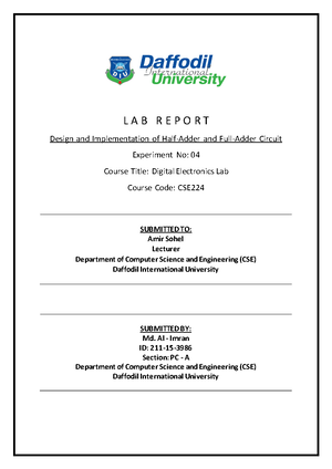 CSE224-PC-A-211-15-3986-LAB- Report-03 - L A B R E P O R T BOOLEAN ...